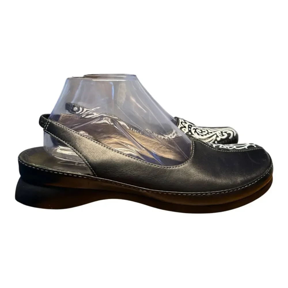 Clarks Women's 9M Black White Artisan Slingback Sandals Shoes Comfort